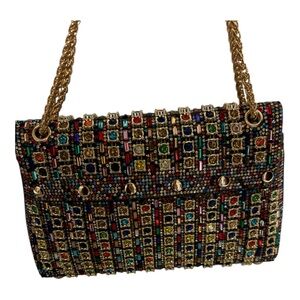 & Other Stories Colorful Beaded Shoulder Bag with Gold Chain